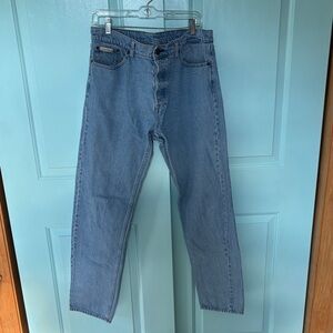 Calvin Klein Button-fly Slim Straight Fit Light Wash Jeans